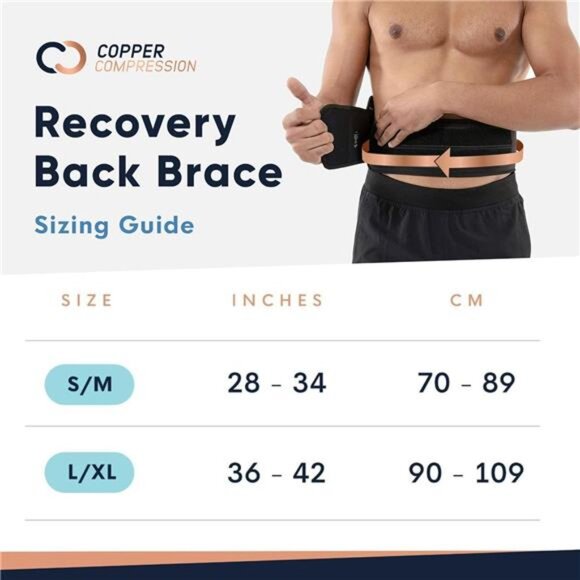 Copper Compression Lower Back Lumbar Support Brace, 1 Guaranteed Highest Copper - Picture 2 of 7